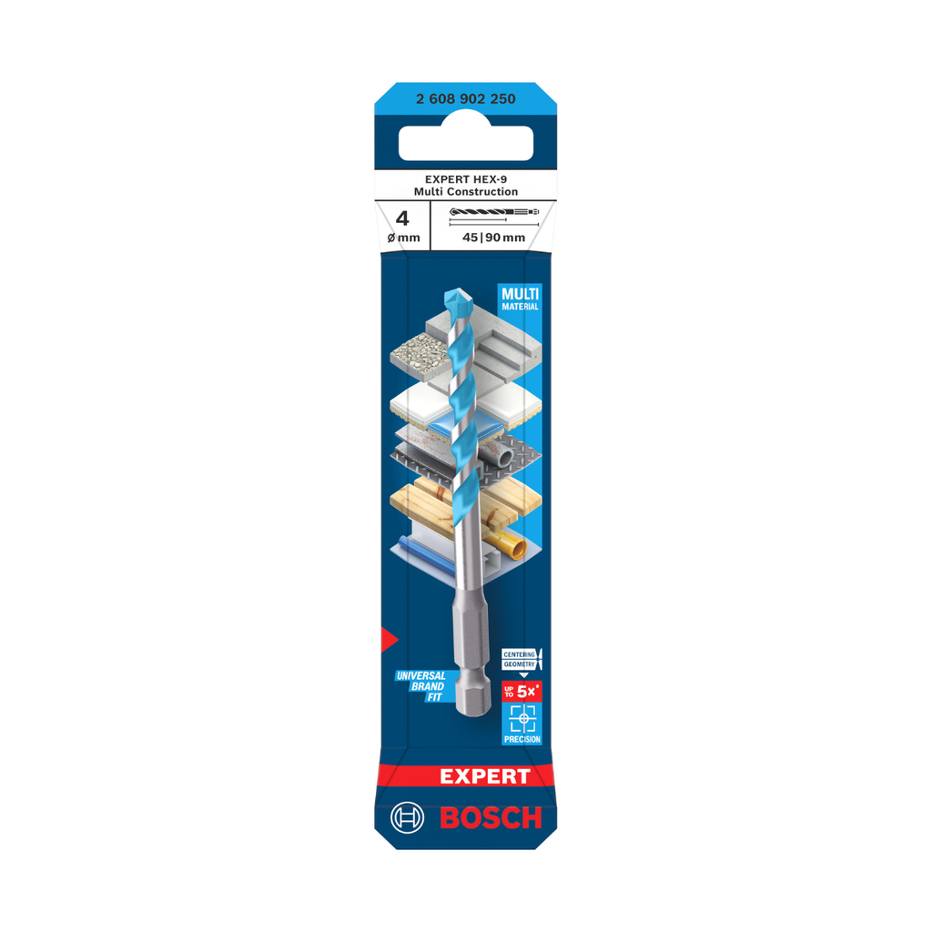 Bosch 2608902250 Expert HEX-9 Multi Construction Drill Bit 4 x 45 x 90mm (Replaces 2608900570)