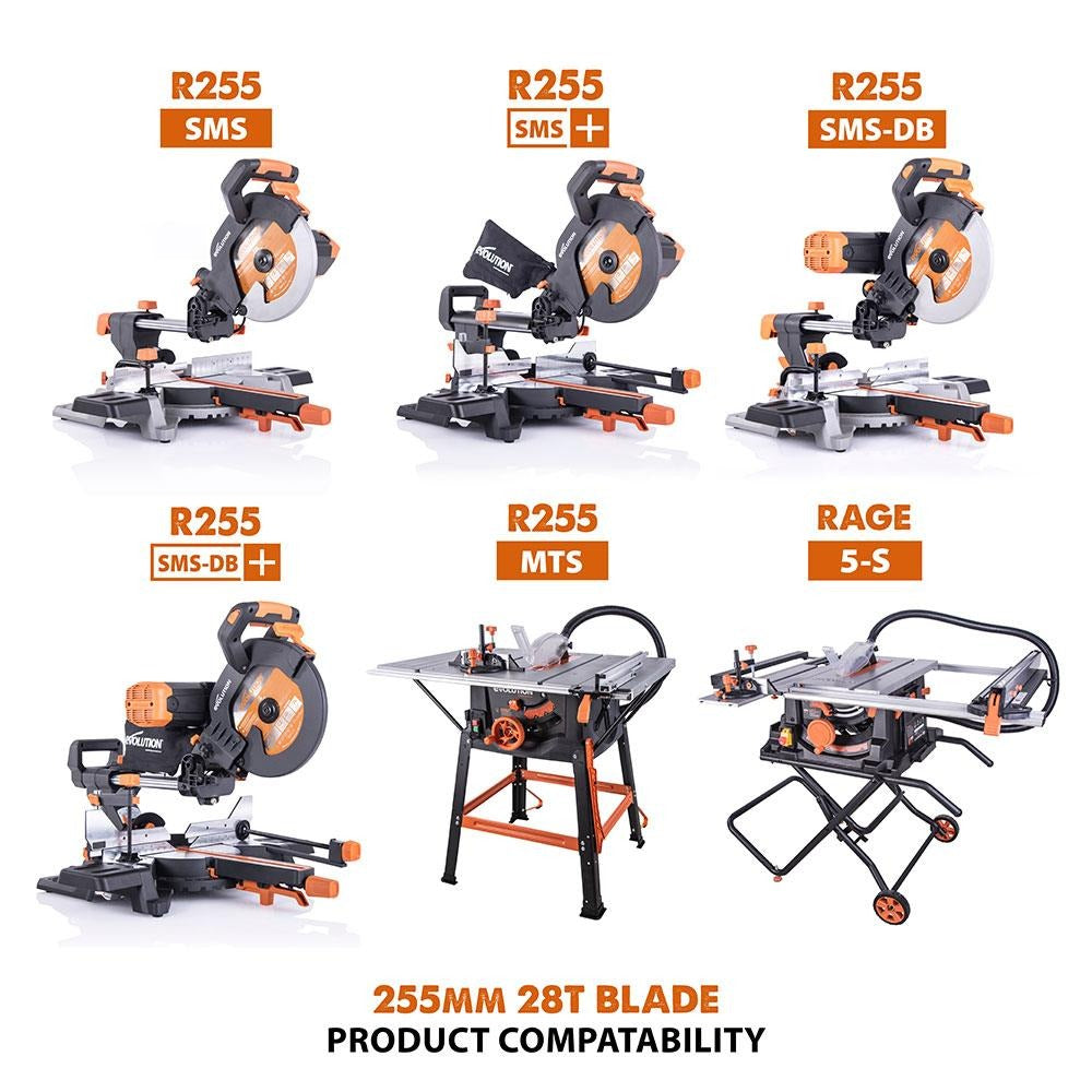 Evolution R255TCT-28MS Multi-Material Blade 255mm x 28T