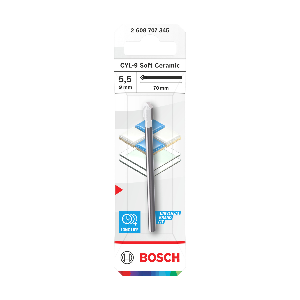 Bosch 2608707345 CYL-9 Soft Ceramic Drill Bit 5.5 x 70mm (Replaces 2608587160)