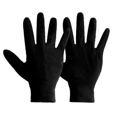 Mercator Ideall Grip+ Black Nitrile Gloves (Size 10/XL) (50 Pieces)