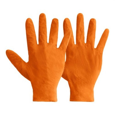 Mercator Ideall Grip+ Orange Nitrile Gloves (Size 9/L) (50 Pieces)