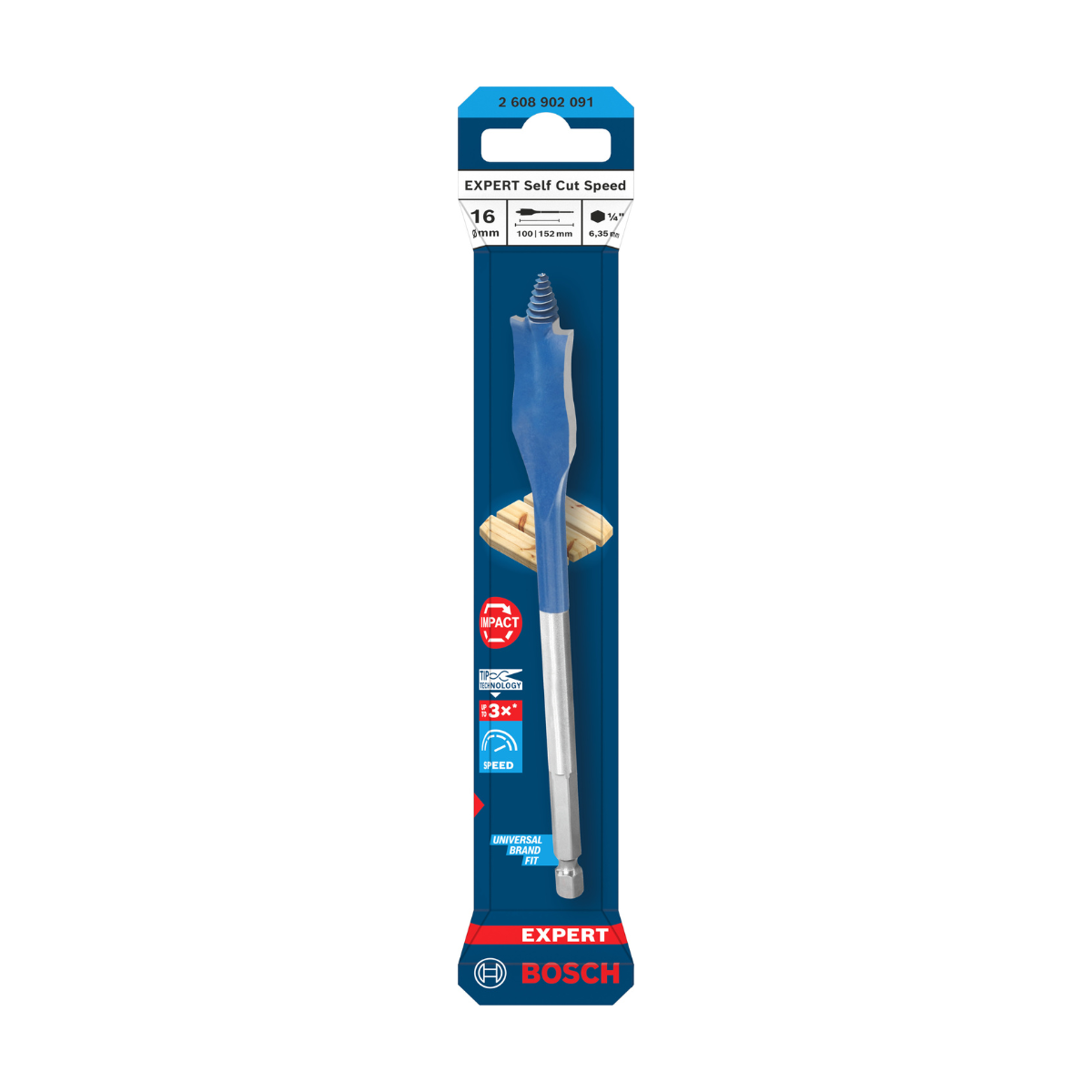 Bosch 2608902091 EXPERT Self Cut Speed Spade Drill Bit 16 x 152mm (Replaces 2608900315)