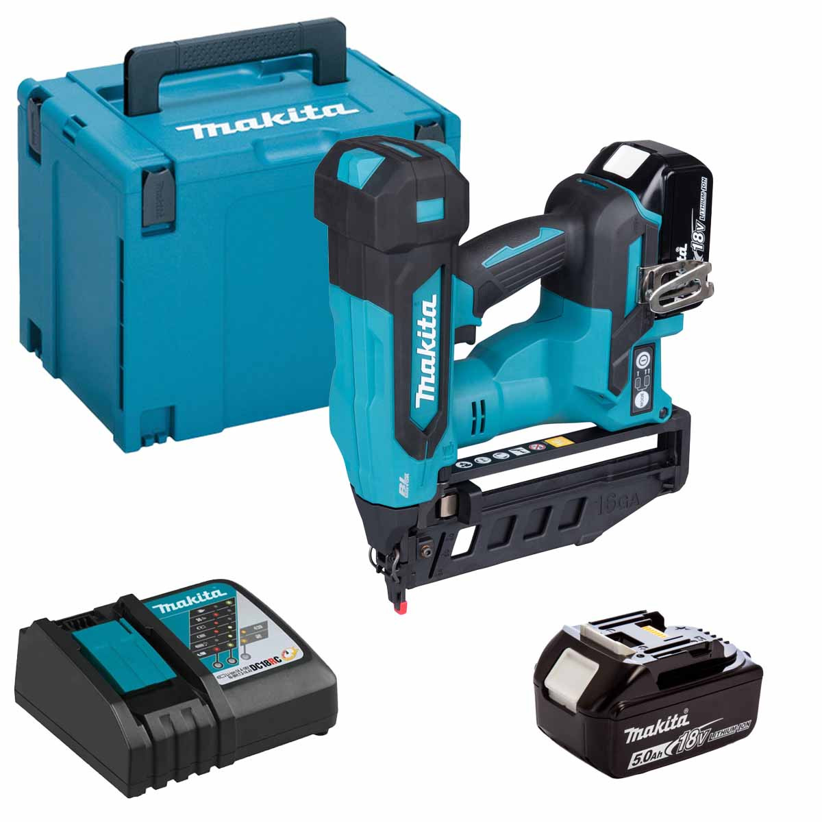 Makita DBN601RTJ 18V LXT 16Ga Finishing Nailer (2 x 5.0Ah Batteries)