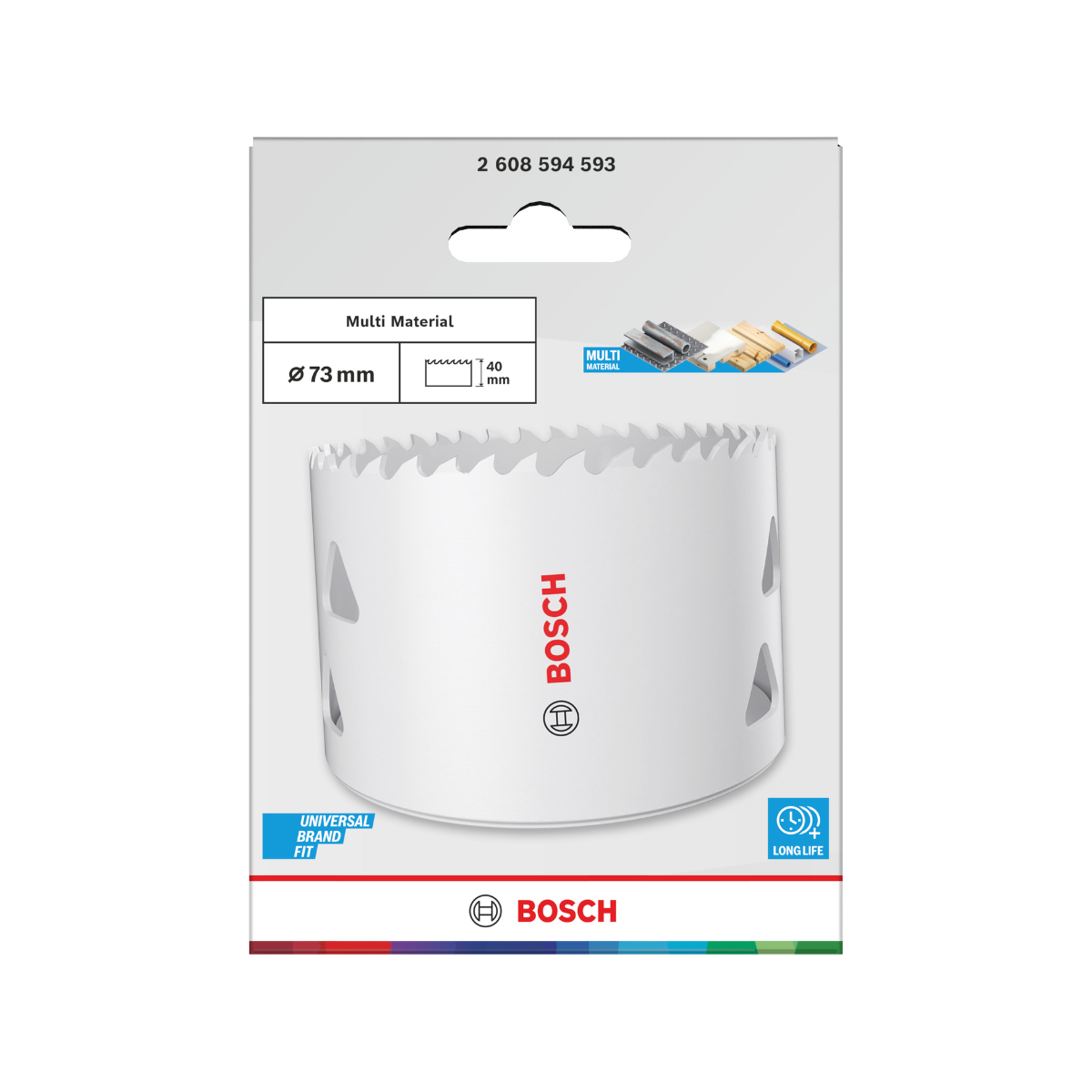 Bosch 2608594593 Multi Material Threaded Hole Saw 73 x 40mm (Replaces 2608580431)