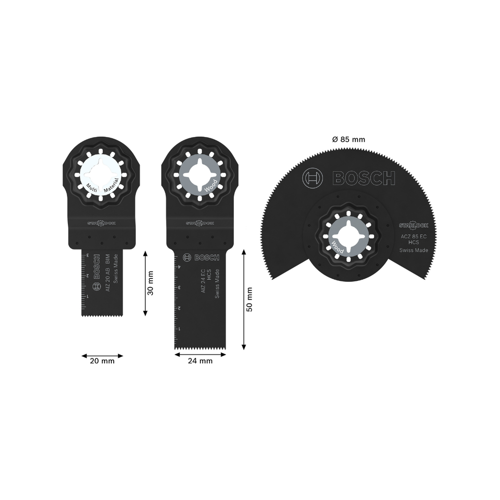Bosch 2608669333 Basic Starlock Multi-Tool Blade Set for Wood (3 Piece)