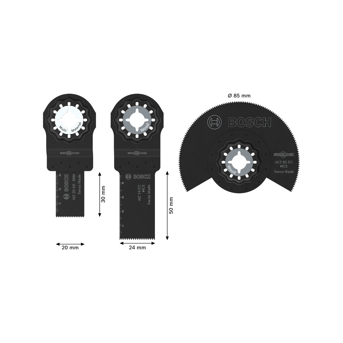 Bosch 2608669333 Basic Starlock Multi-Tool Blade Set for Wood (3 Piece)