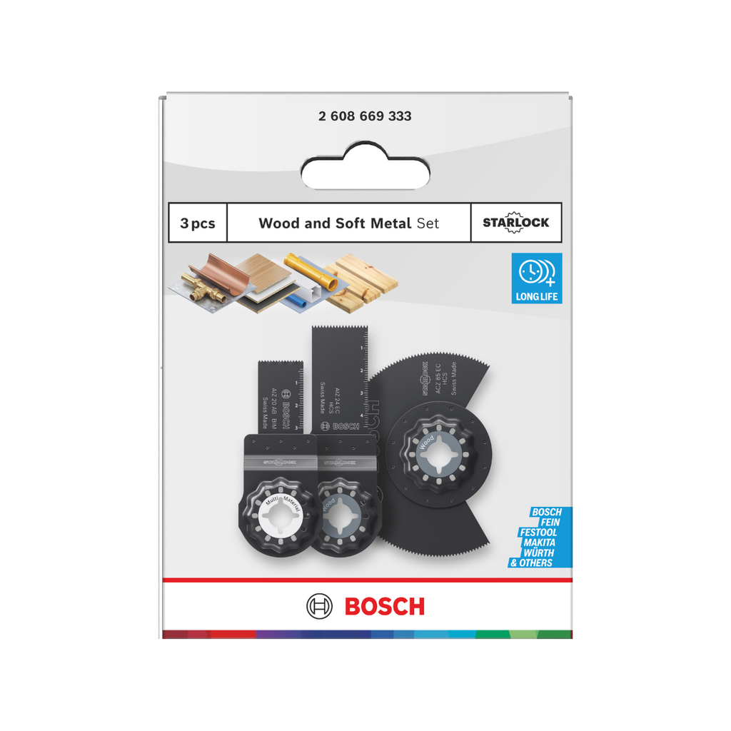 Bosch 2608669333 Basic Starlock Multi-Tool Blade Set for Wood (3 Piece)