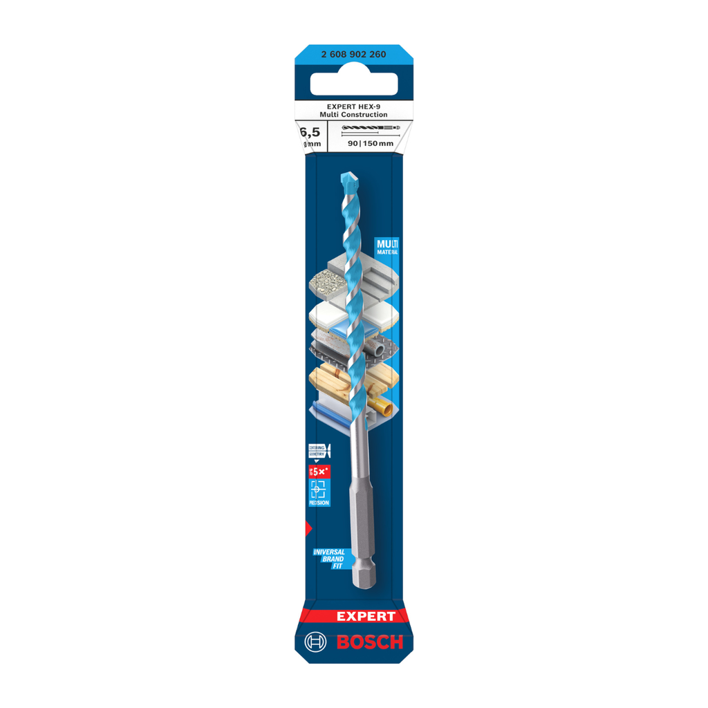 Bosch 2608902260 HEX-9 Multi Construction Drill Bit 6.5 x 90 x 150mm