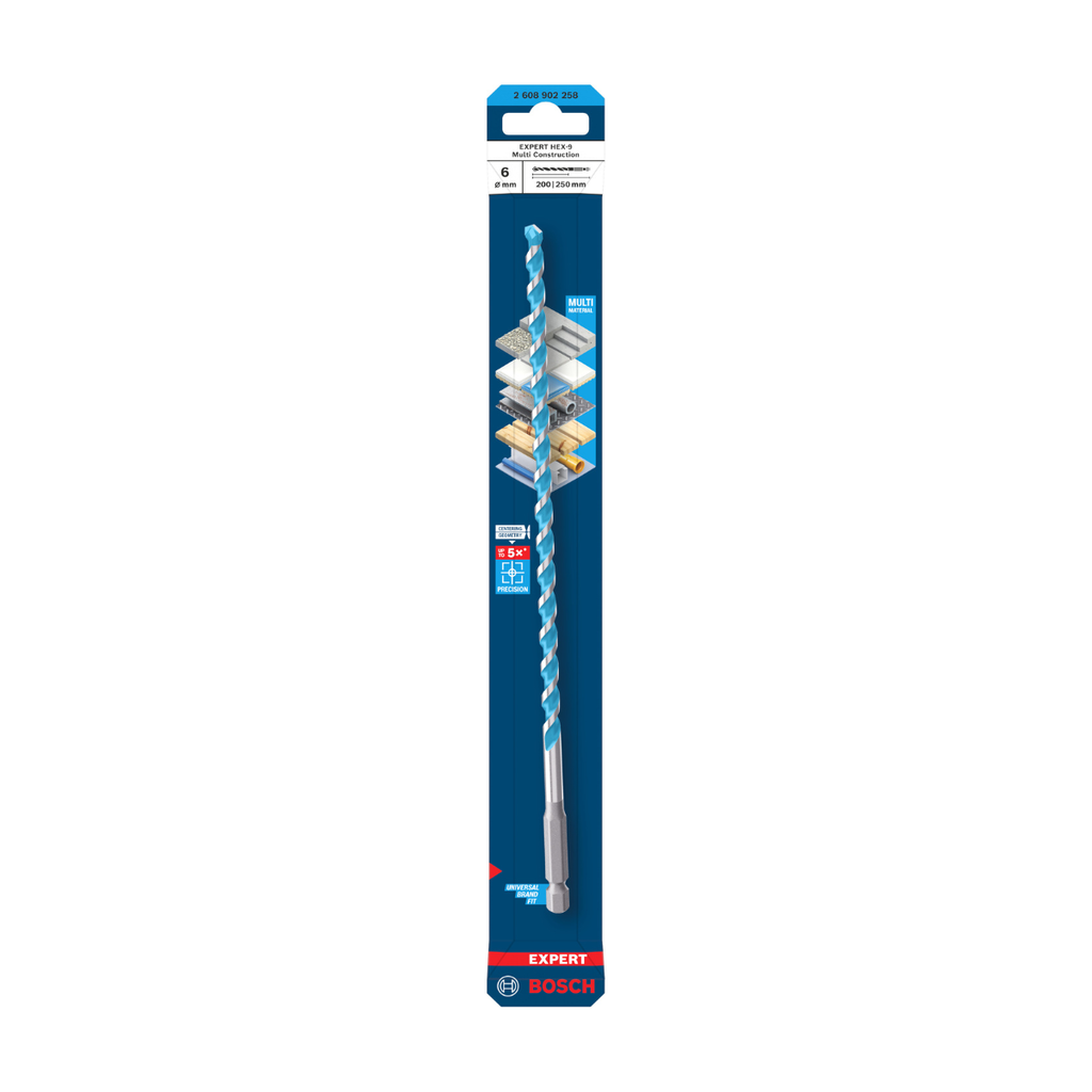 Bosch 2608902258 EXPERT HEX-9 Multi Construction Drill Bit 6 x 200 x 250mm
