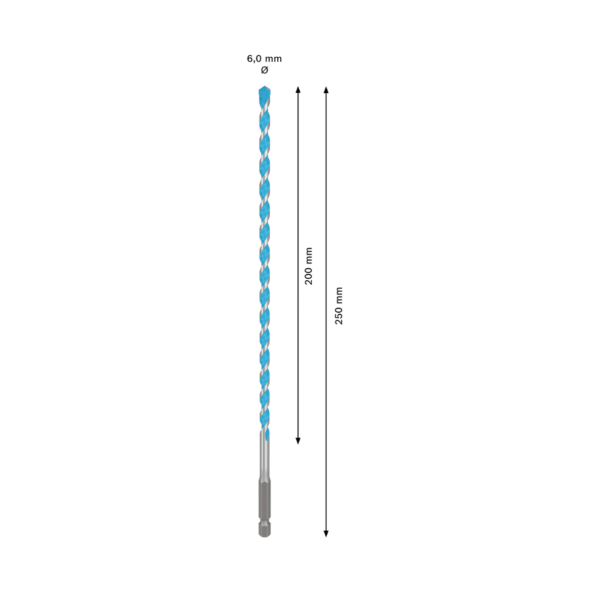 Bosch 2608902258 EXPERT HEX-9 Multi Construction Drill Bit 6 x 200 x 250mm
