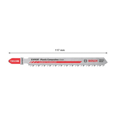 Bosch T301CHM EXPERT Clean Jigsaw Blades for Plastic 117mm