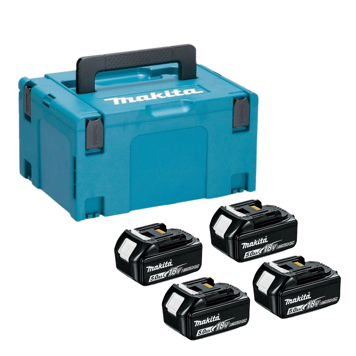 Makita BL1850B 18V 5.0Ah Battery (4 Pack) with MakPac Type 3 Case