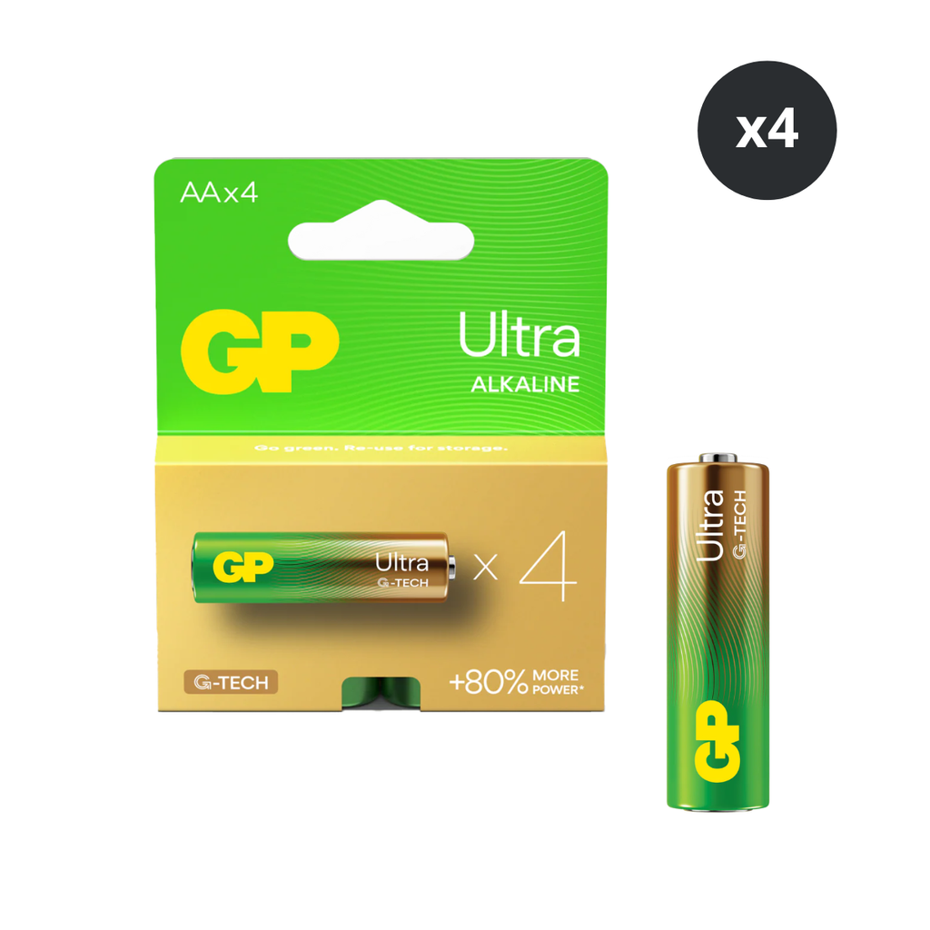 GP Ultra Alkaline AA Batteries (Box of 4)