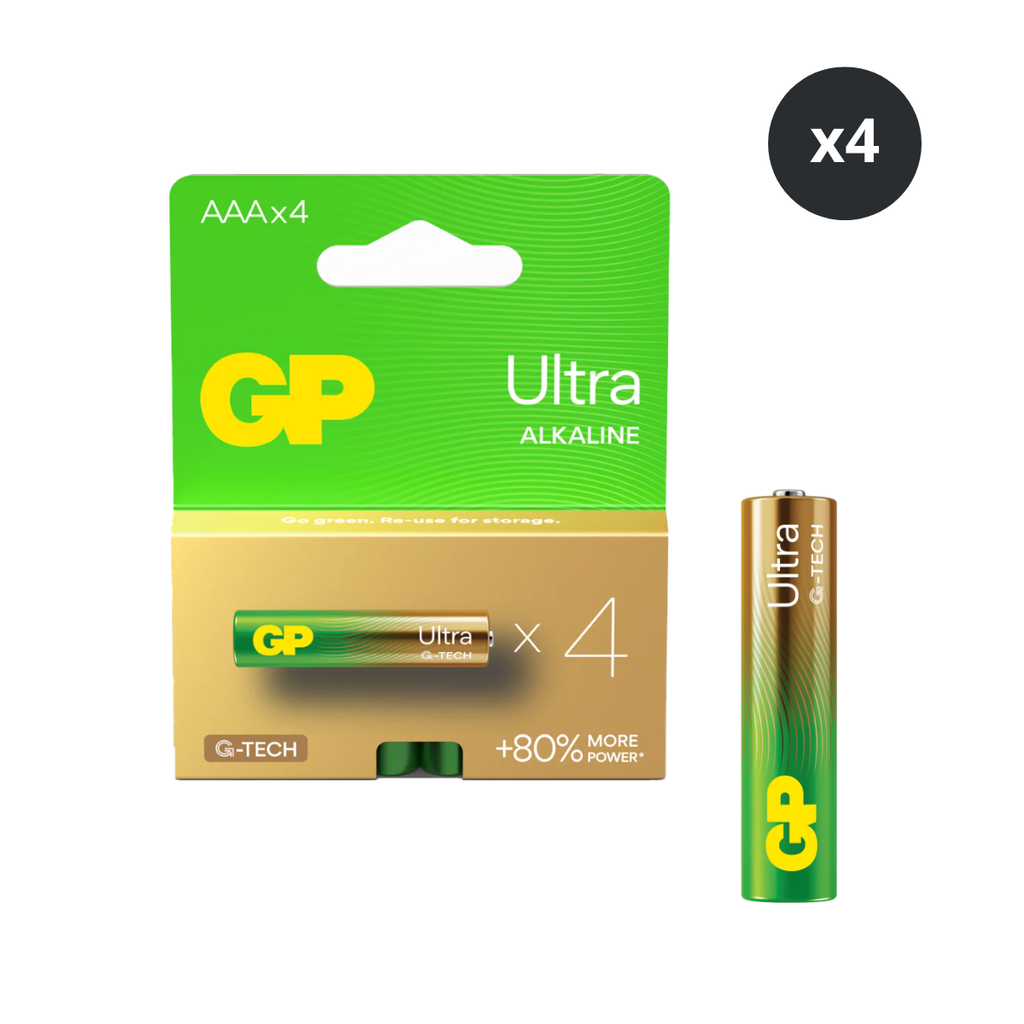 GP Ultra Alkaline AAA Batteries (Box of 4)