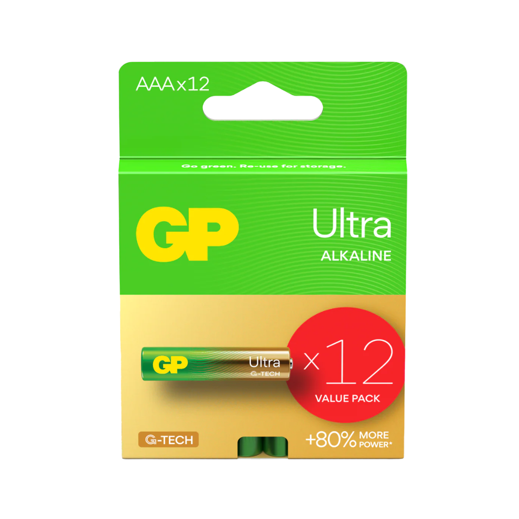 GP Ultra Alkaline AAA Batteries (Box of 12)