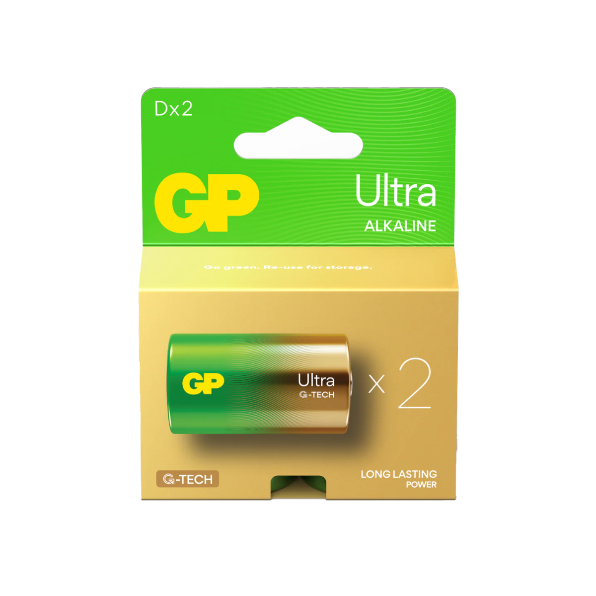 GP Ultra Alkaline D Batteries (Box of 2)