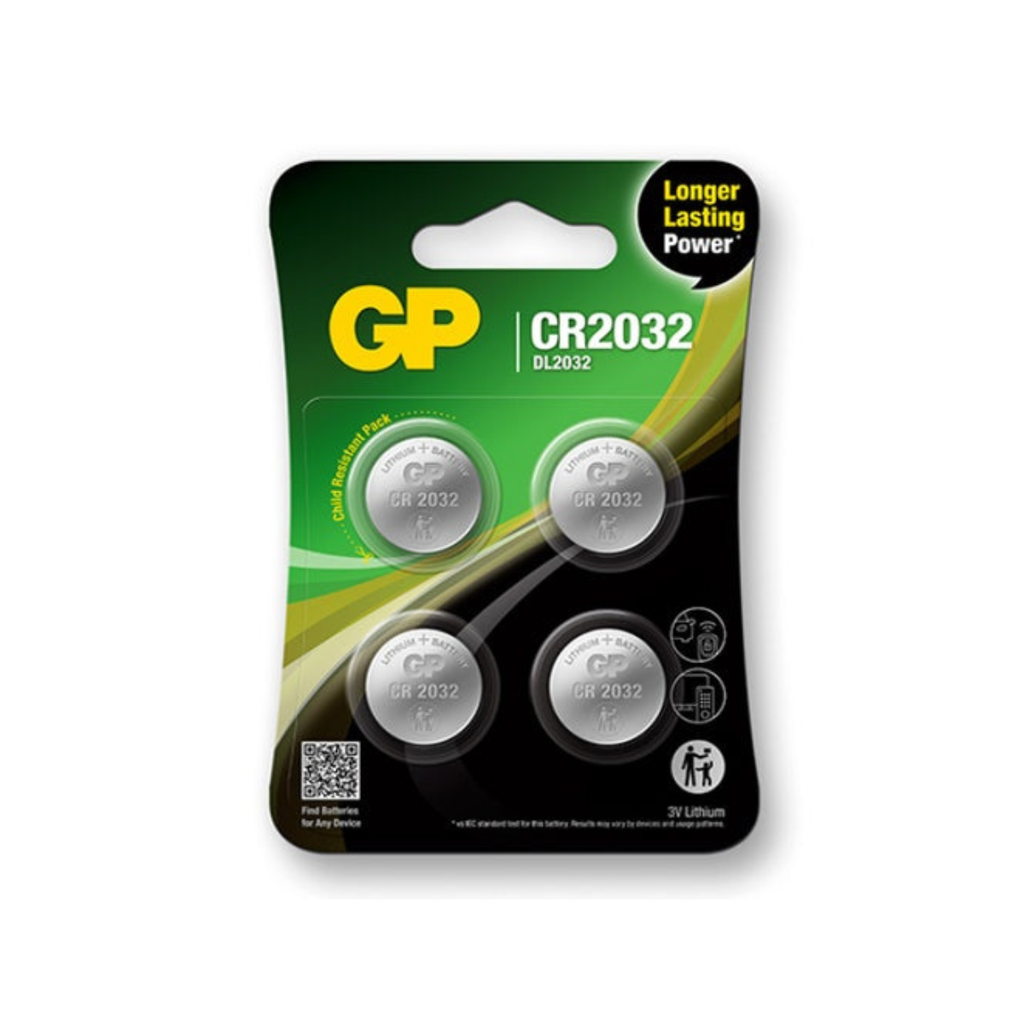 GP CR2032 3V Lithium Coin Batteries (4 Pack)