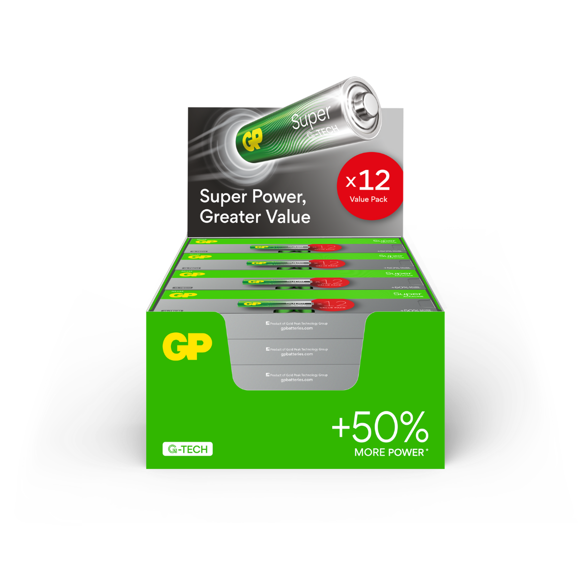 GP Super Alkaline AAA Batteries (12 Pack) - Merchandising Box of 24