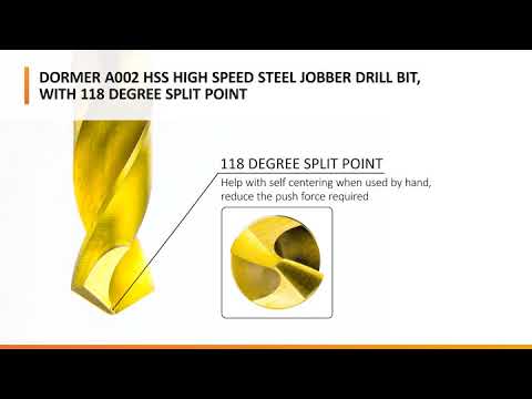Dormer A002 HSS High Speed Steel Jobber Drill Bit with 118 Degree Tin Tipped Split Point, Pack of 10