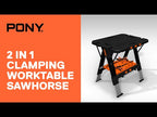 Pony Jorgensen 60P Heavy-Duty 2-in-1 Folding Worktable / Saw Horse with 2 x 33412 12" E-Z HOLD Clamps - 500lb / 1,000lb Capacity