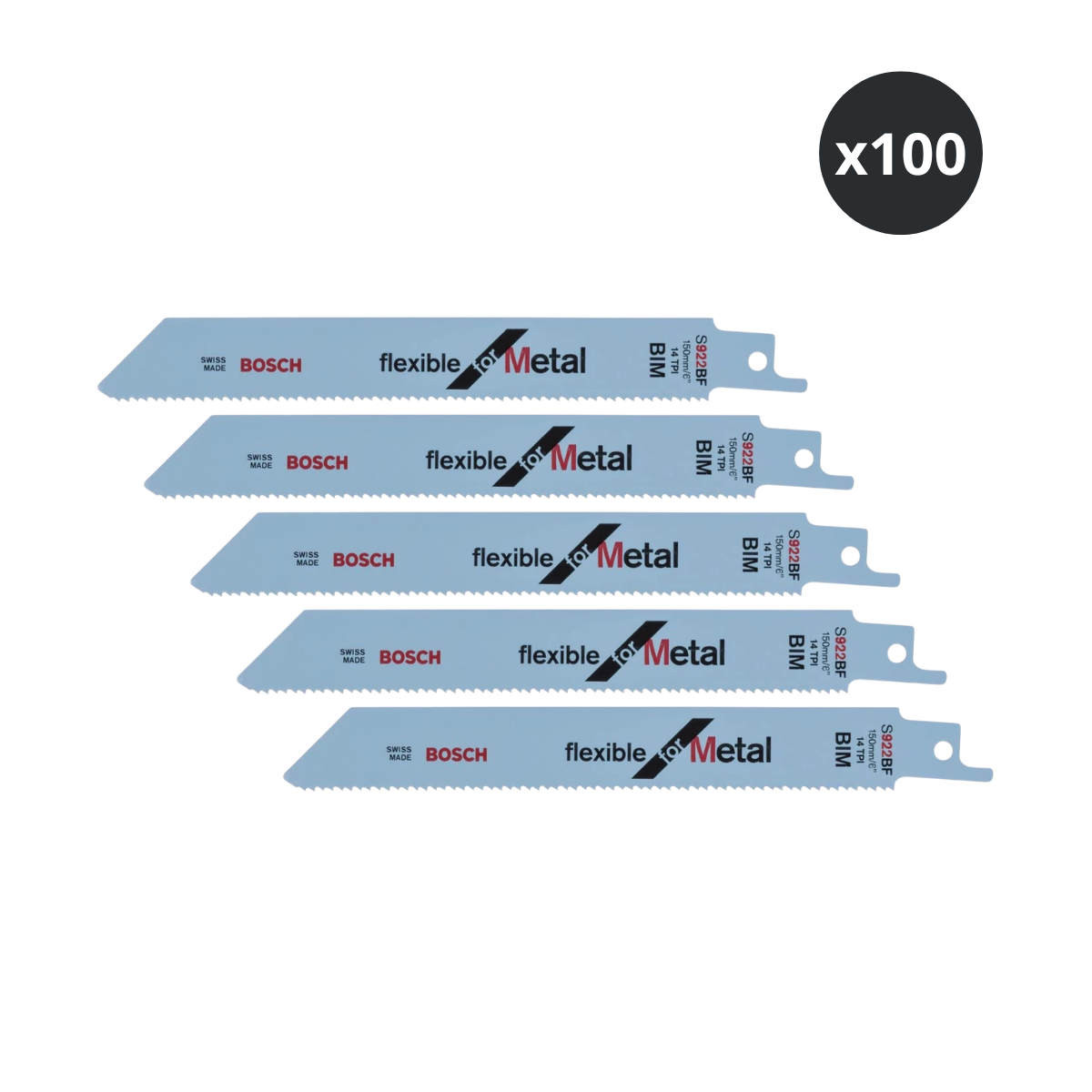 Bosch 2608656027 S922BF Flexible Reciprocating Saw Blade for Metal 150mm (Pack of 100)
