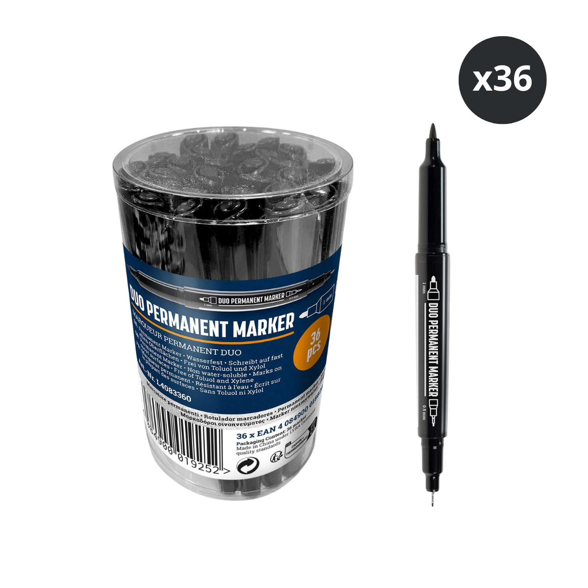 LYRA DUO permanent black marker pot of 36