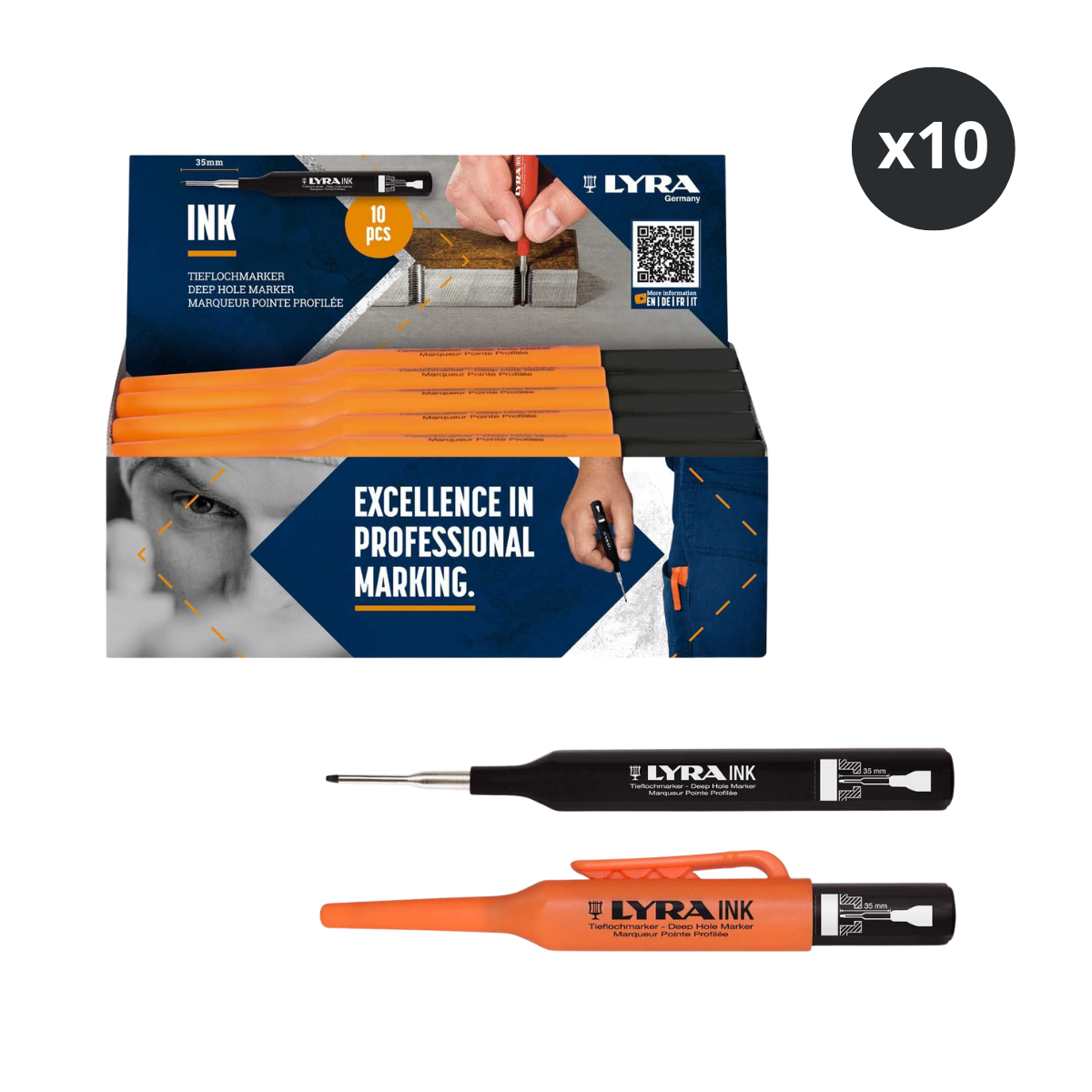 LYRA INK PRO black permanent deep-hole marker trade pack