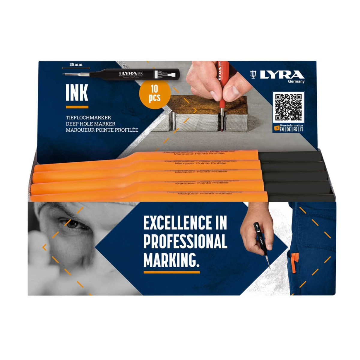 Lyra L4480099 INK PRO Deep Hole Black Permanent Marker (10 Pack)