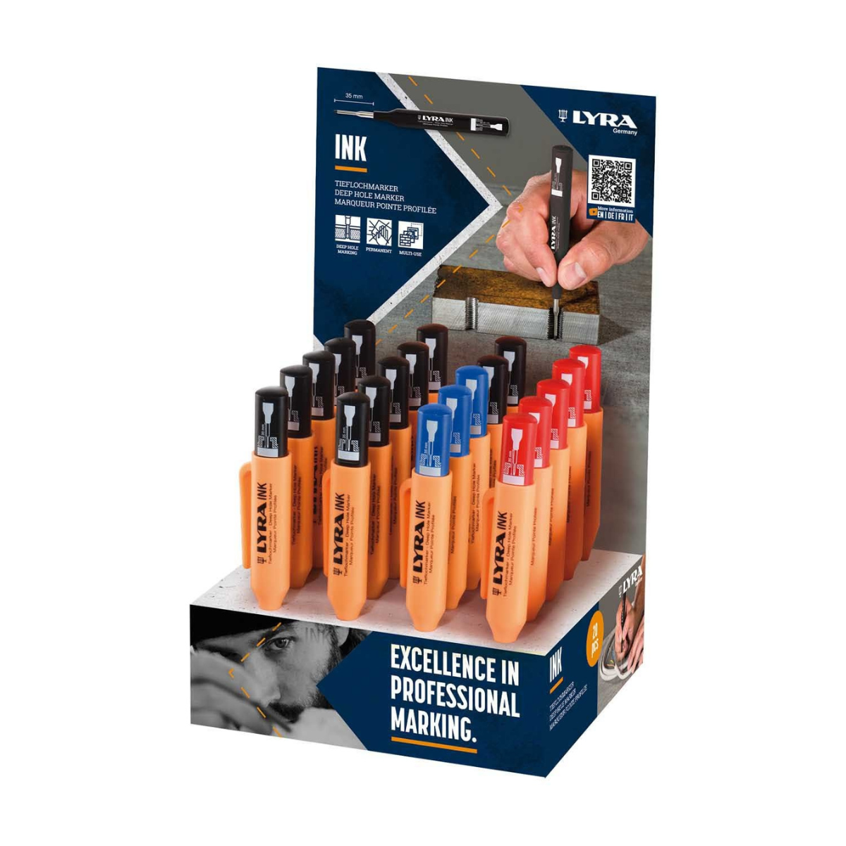 Lyra L4487001 INK PRO Deep Hole Marker Assorted Display (20 Pack)