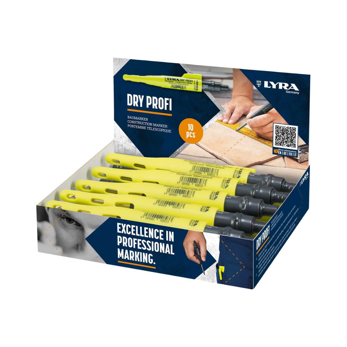 Lyra L4494202 DRY PROFI Construction Marker Display (10 Pack)