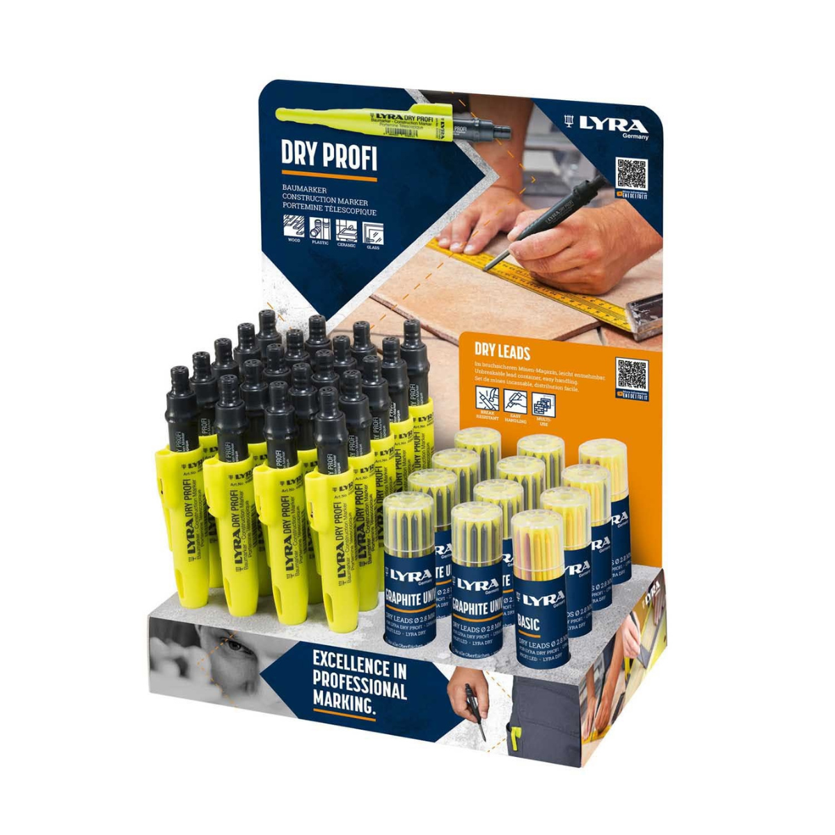 Lyra L4497101 DRY PROFI Construction Marker & Refill Display