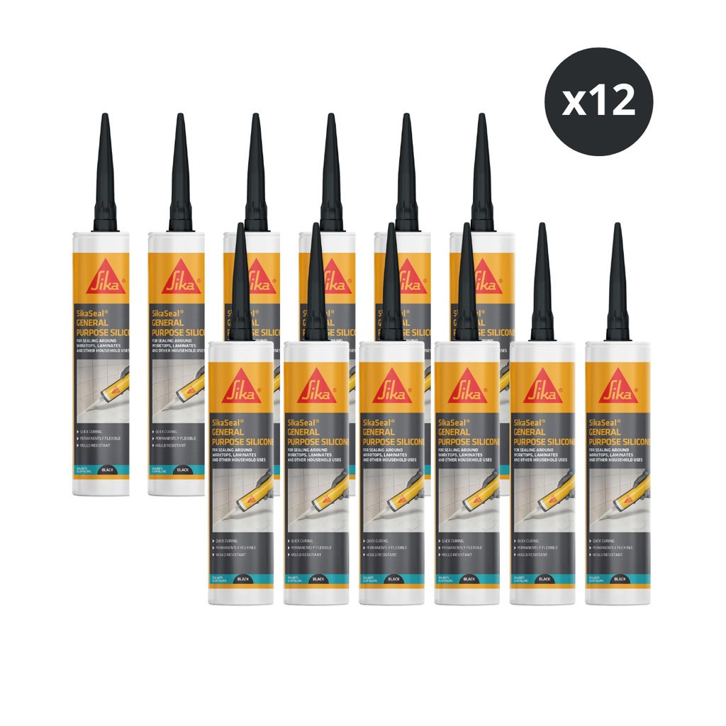 Sika 907055 SikaSeal General Purpose Silicone 260ml (Black) - 12 Pack