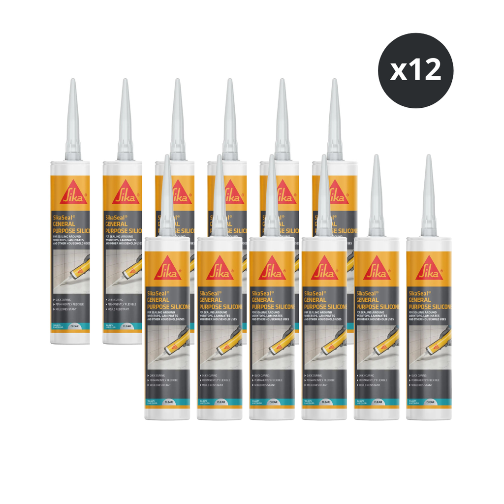 Sika 907057 SikaSeal General Purpose Silicone 260ml (Clear) - 12 Pack