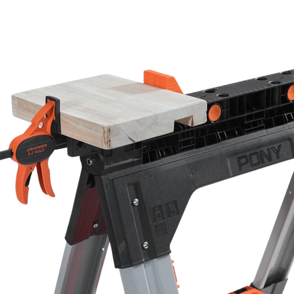 Pony 60400 28" Sawhorse Twin Pack with 12" E-Z Hold Clamps