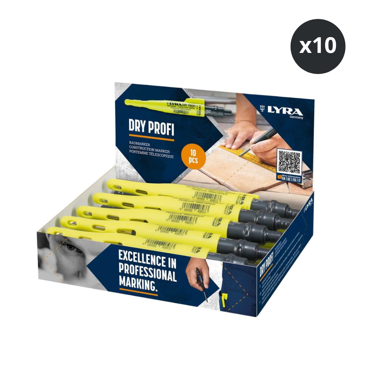 Lyra L4494202 DRY PROFI Construction Marker Display (10 Pack)