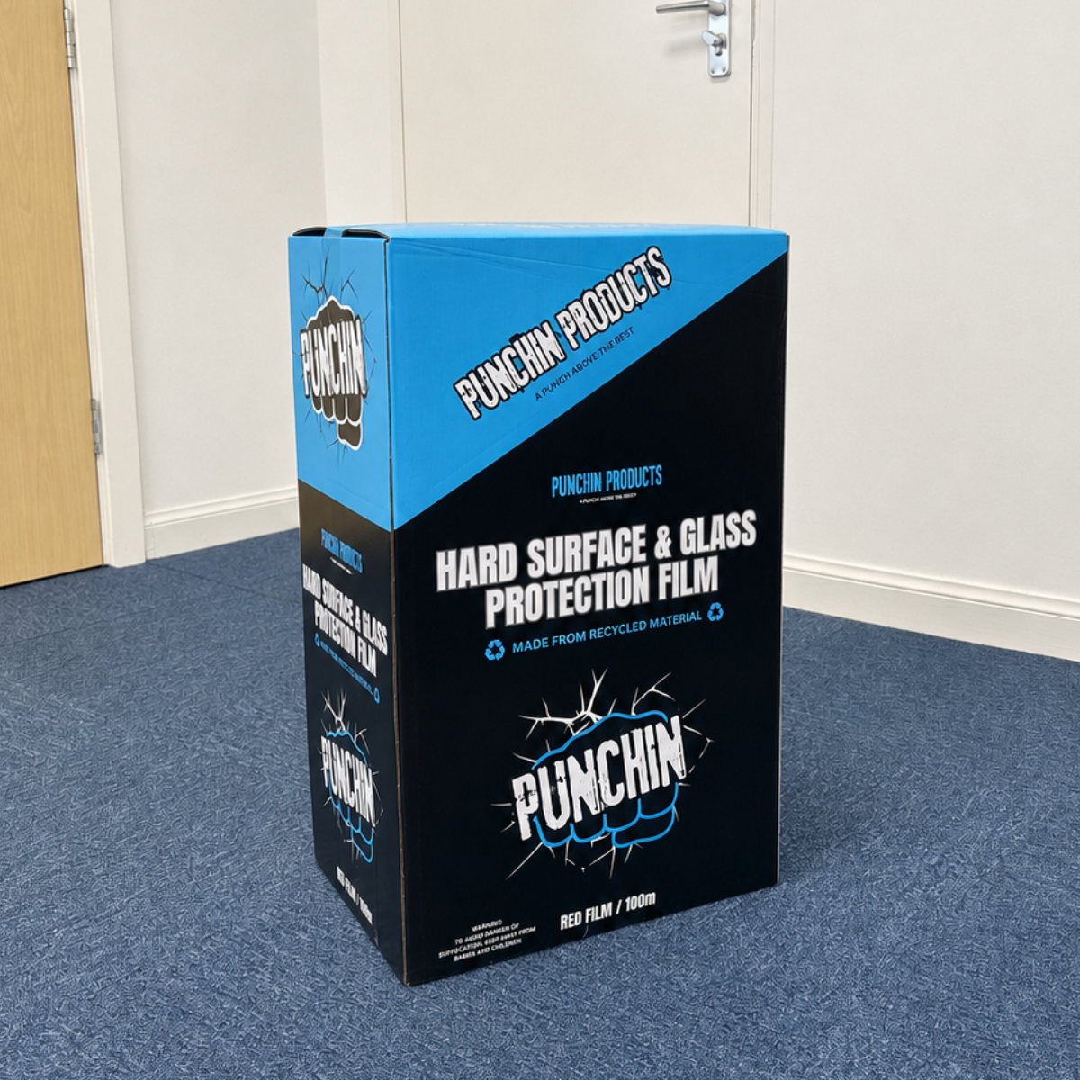 Punchin Red Hard Surface/Glass Protection Film - 600mm x 100m Roll (Single)