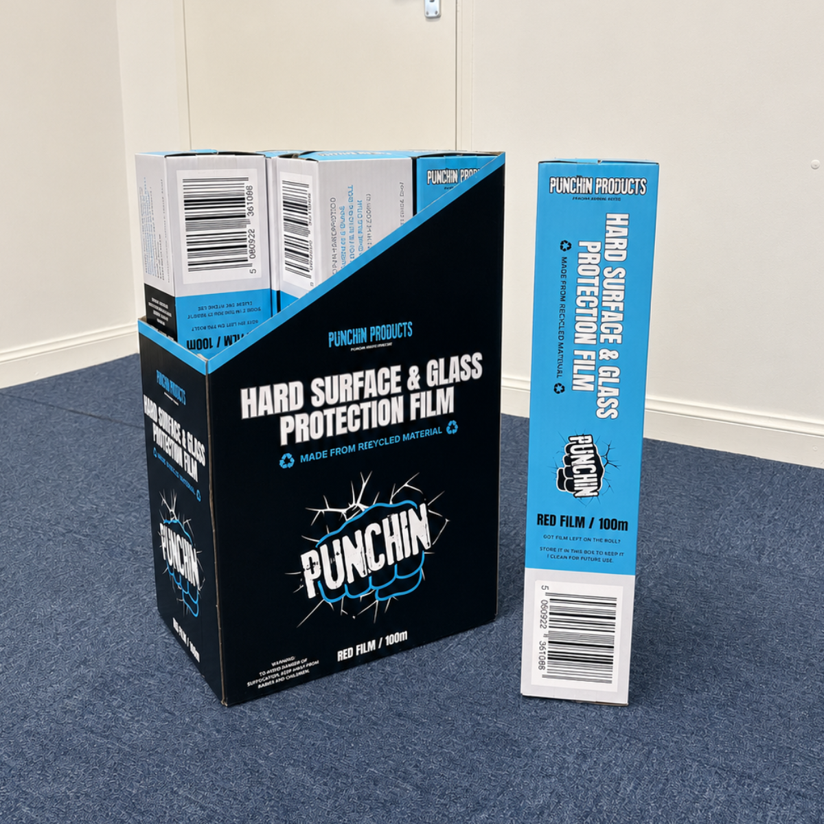 Punchin Red Hard Surface/Glass Protection Film - 600mm x 100m Roll (Single)