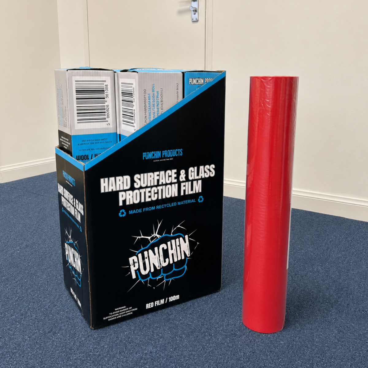 Punchin red hard surface and glass protection film packaging
