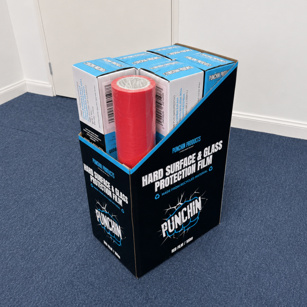 Punchin Red Hard Surface/Glass Protection Film - 600mm x 100m Roll (Single)