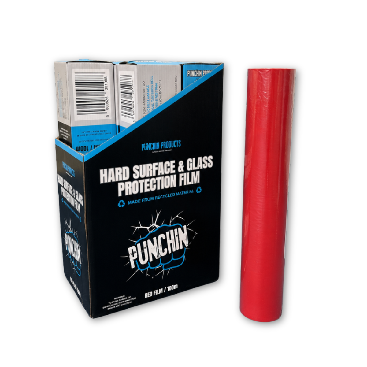 Punchin Red Hard Surface/Glass Protection Film - 600mm x 100m Roll (Single)