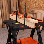 Pony Jorgensen 60P Heavy-Duty 2-in-1 Folding Worktable / Saw Horse with 2 x 33412 12" E-Z HOLD Clamps - 500lb / 1,000lb Capacity