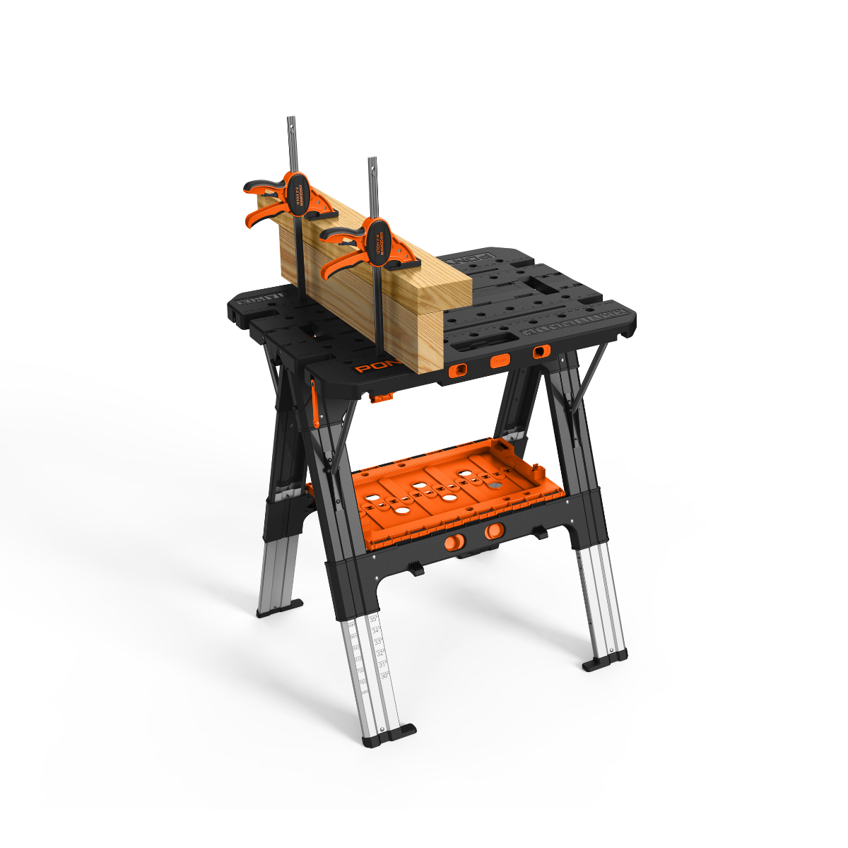 Pony Jorgensen 60P Heavy-Duty 2-in-1 Folding Worktable / Saw Horse with 2 x 33412 12" E-Z HOLD Clamps - 500lb / 1,000lb Capacity