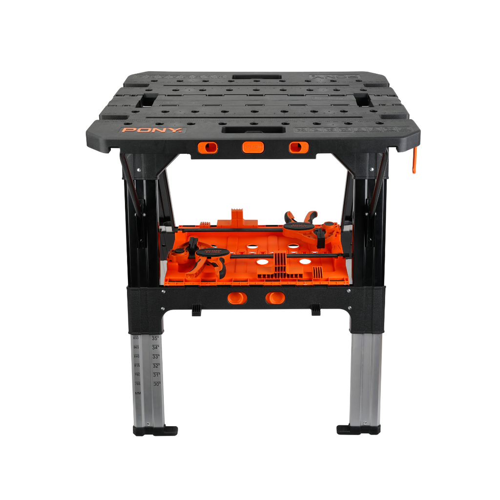 Pony Jorgensen 60P Heavy-Duty 2-in-1 Folding Worktable / Saw Horse with 2 x 33412 12" E-Z HOLD Clamps - 500lb / 1,000lb Capacity