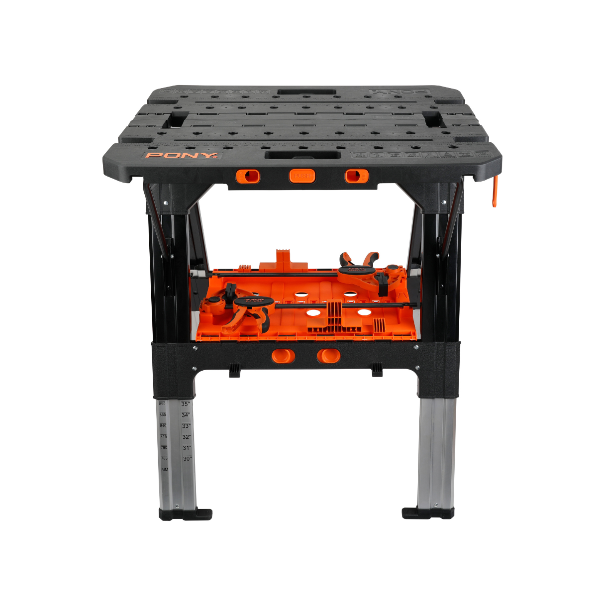 Pony Jorgensen 60P Heavy-Duty 2-in-1 Folding Worktable / Saw Horse with 2 x 33412 12" E-Z HOLD Clamps - 500lb / 1,000lb Capacity